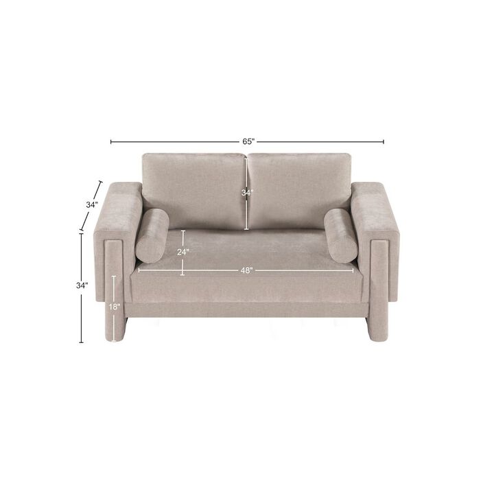 Meridian Furniture Madeline Beige Chenille Fabric Loveseat