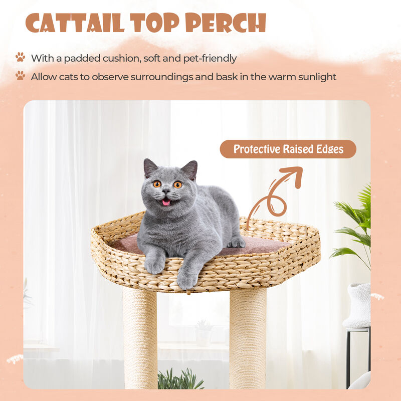 4-Layer Cat Tower with Scratching Posts, Cozy Condo & Washable Cushions for Indoor Cats