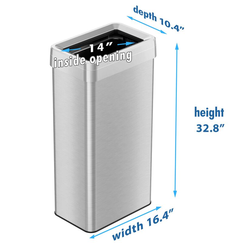 iTouchless 21 Gallon / 80 Liter Rectangular Open Top Trash Can