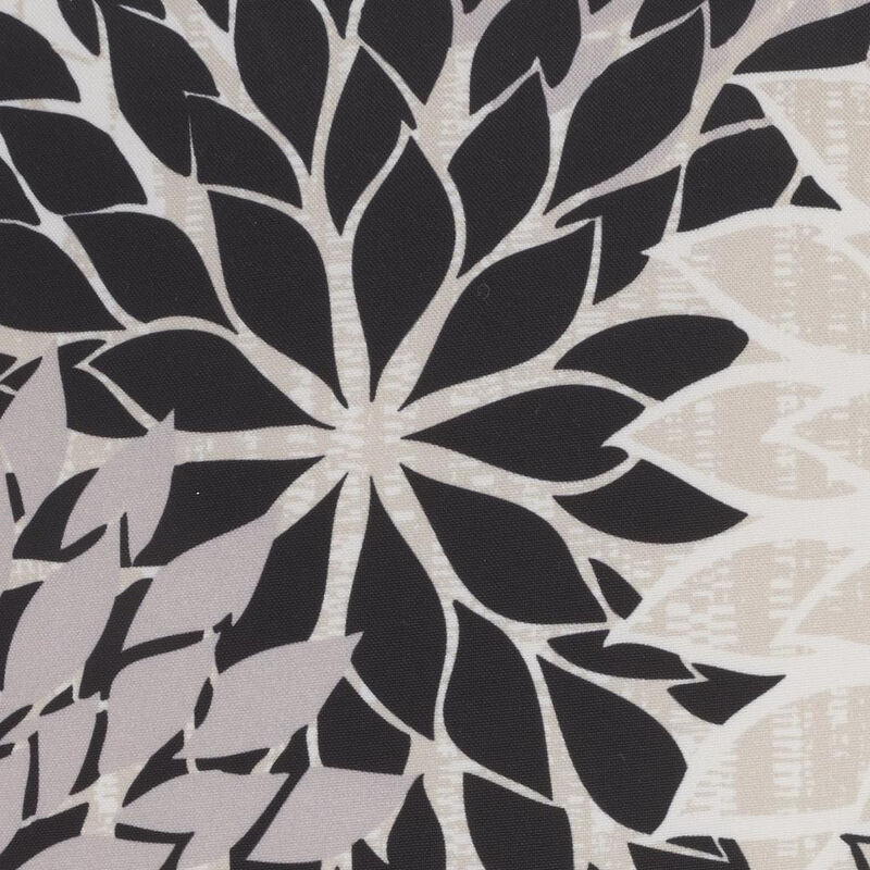 HomeRoots 20" Black Gray and White Handmade Floral Indoor Outdoor Throw Pillow image number 4