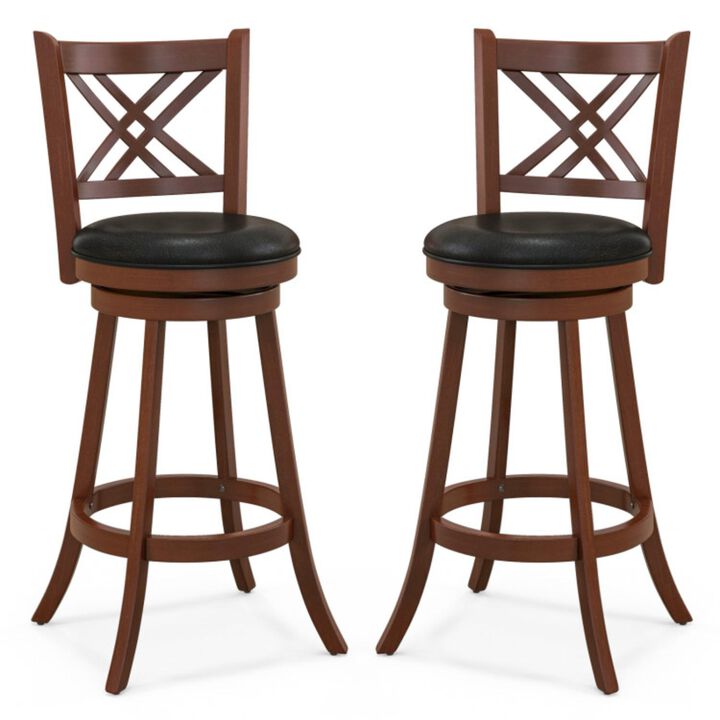 Hivvago 360° Swivel Upholstered Barstools Set of 2 with Back and Footrest