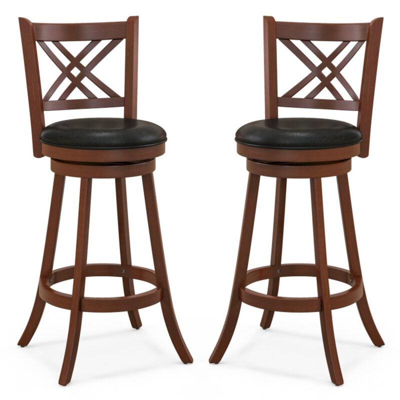 Hivvago 360° Swivel Upholstered Barstools Set of 2 with Back and Footrest