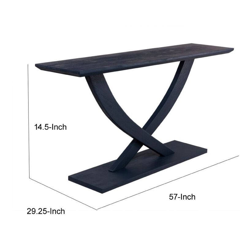 Kee Sofa Console Table , Cross Legged Pedestal Base, Navy Blue 57 Inch image number 7