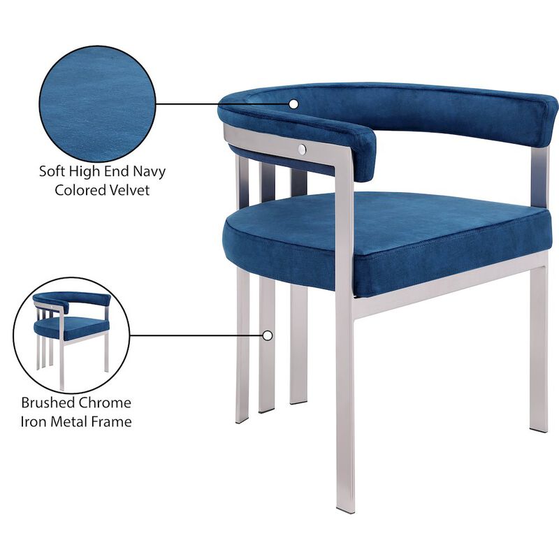 Meridian Furniture Marcello Navy Velvet Dining Chair, Set of 2