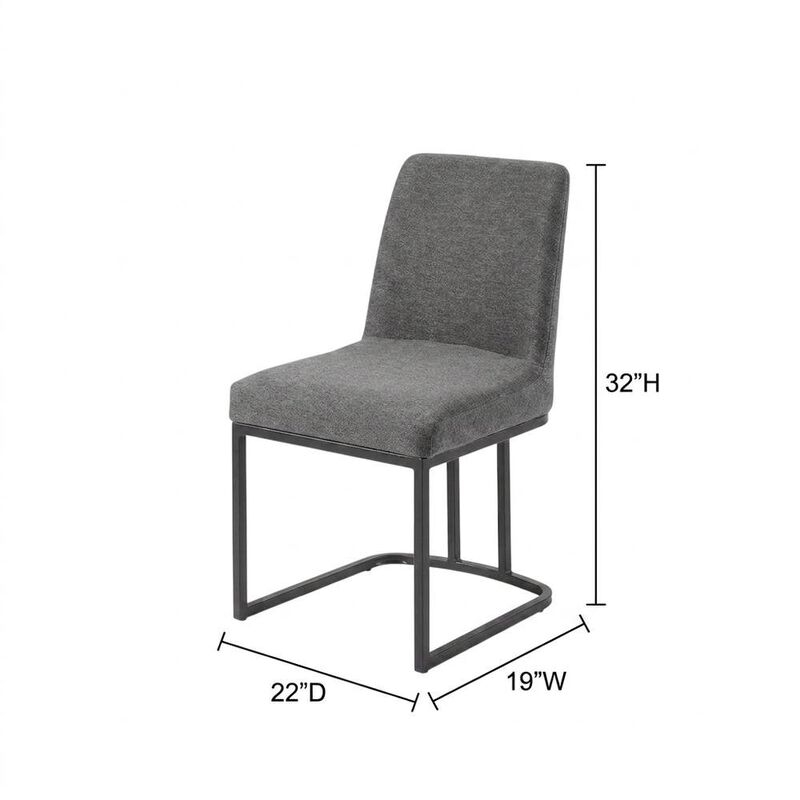 Upholstered Fabric Dining Side Chair with Sled Base, Black Charcoal image number 2