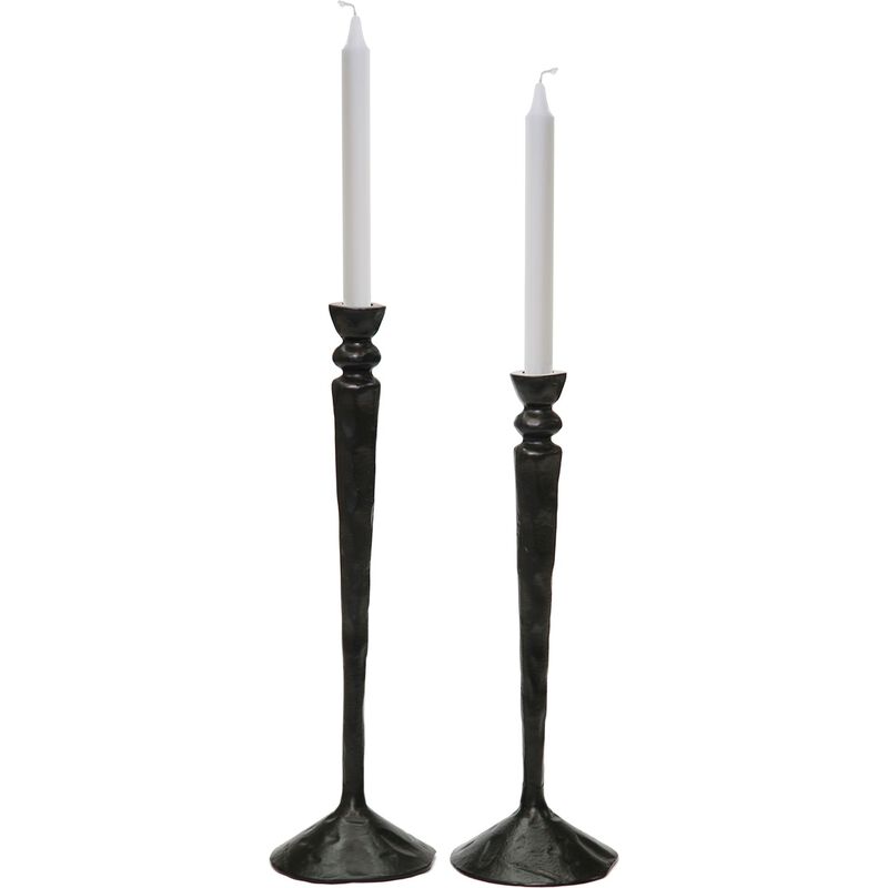 Set of 2 Black Traditional Candle Holders 17"