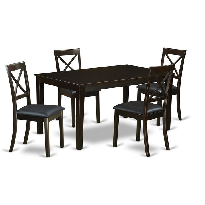 5 Pc Dining room set- Top Dining Table and 4 Leather Dining Chairs