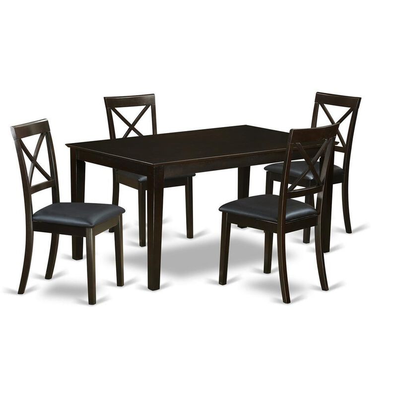 5 Pc Dining room set- Top Dining Table and 4 Leather Dining Chairs