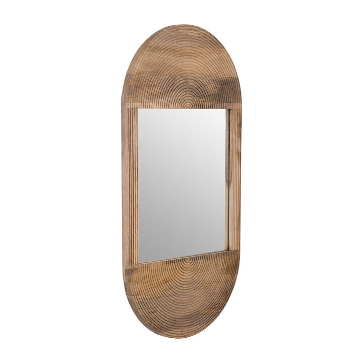 Wood Oval Mirror, Brown