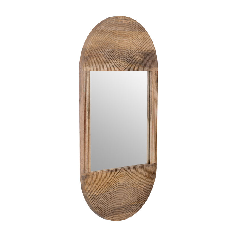 Wood Oval Mirror, Brown image number 1