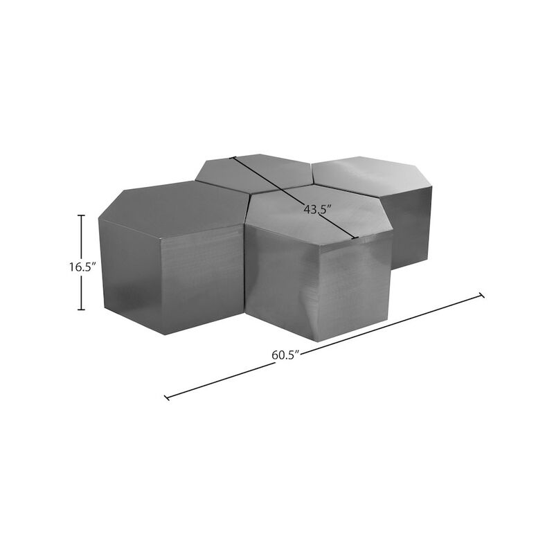 Meridian Furniture Hexagon Brushed Chrome Coffee Table