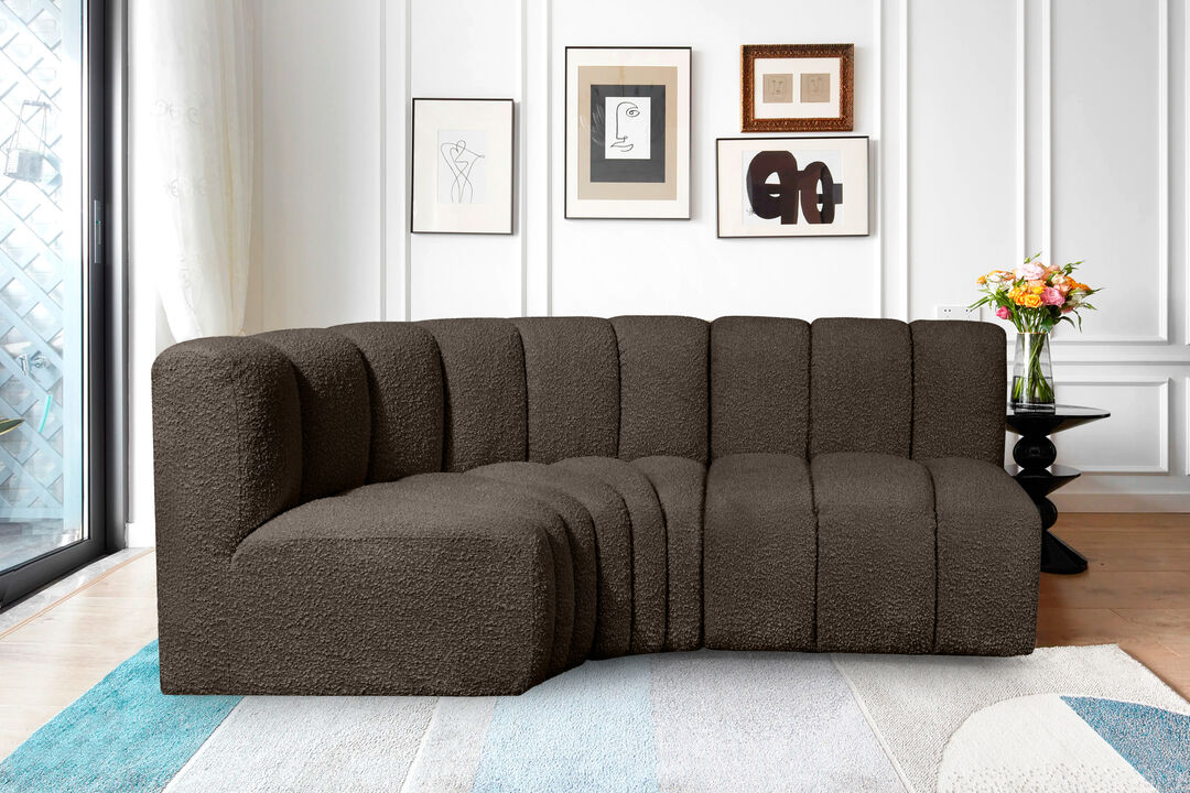 Meridian Furniture Arc Brown Boucle Fabric Modular Sofa