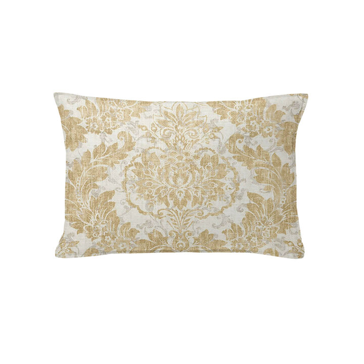 6ix Tailors Fine Linens Damaskus Linen Gold Decorative Throw Pillows