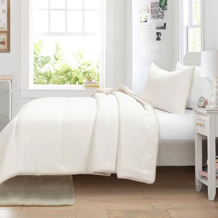 Hivvago Twin/XL Soft Lightweight Reversible Quilted Comforter Set in White/Beige
