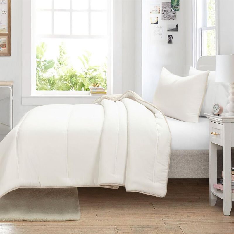 Hivvago Twin/XL Soft Lightweight Reversible Quilted Comforter Set in White/Beige