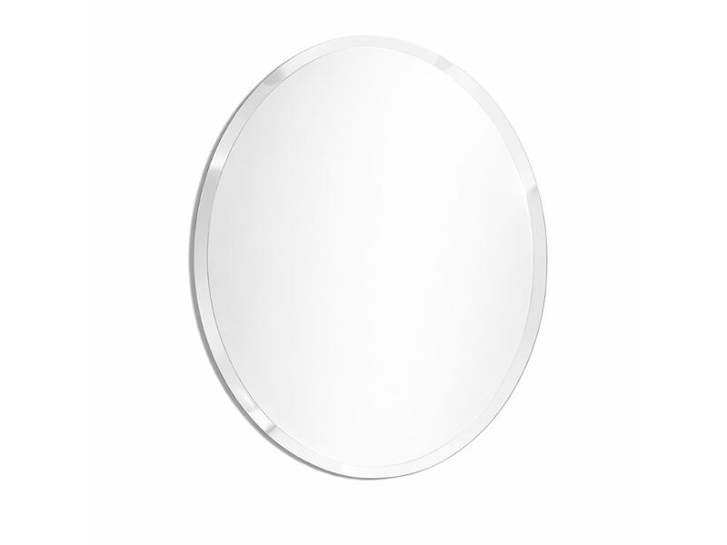 28x20 Inch Oval Frameless Bathroom Wall Mirror with Beveled Edge image number 0