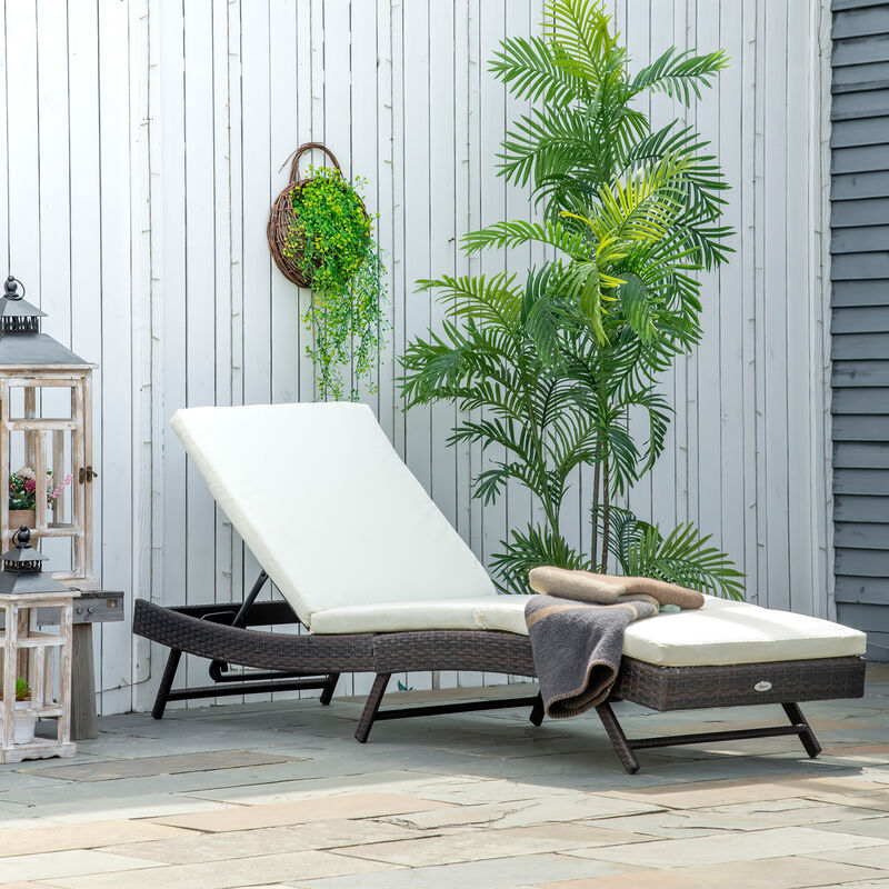 Hivvago PE Rattan Patio Chaise with Reclining Backrest image number 6