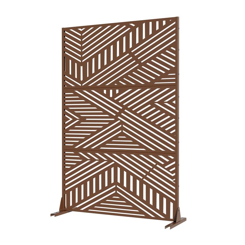 Arched Metal Outdoor Privacy Screen, Freestanding Outdoor Divider Decorative Privacy Fence