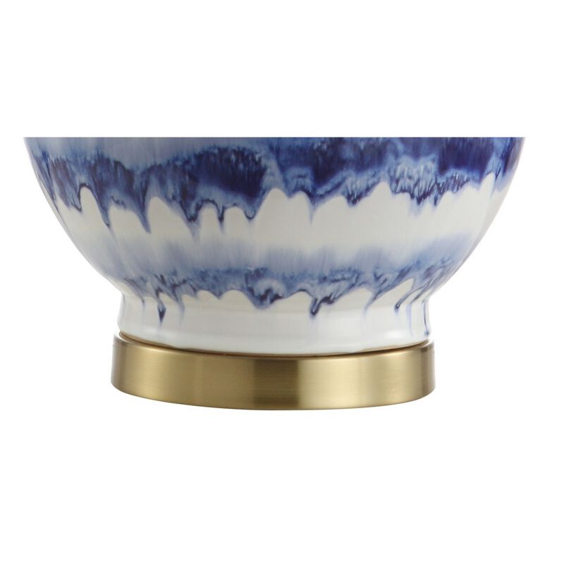 Tucker Striped Ceramicmetal LED Table Lamp