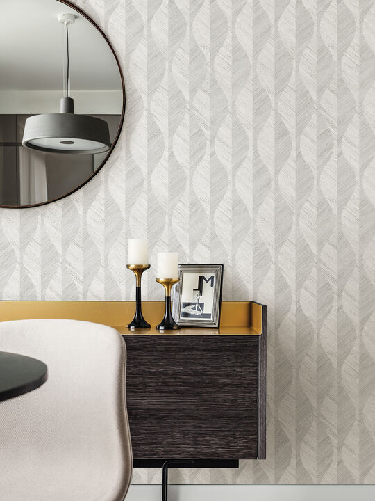 Oresome Silver Ogee Wallpaper