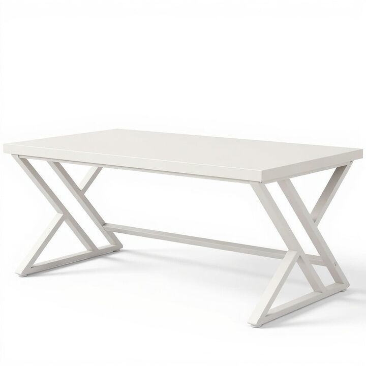 Top True Wood Computer Desk, Modern Writing Desk with Metal Legs for Home Office