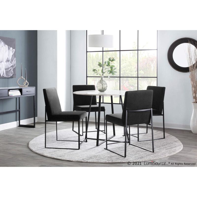 LumiSource Black Steel, Black Velvet High Back Fuji Dining Chair - Set of 2