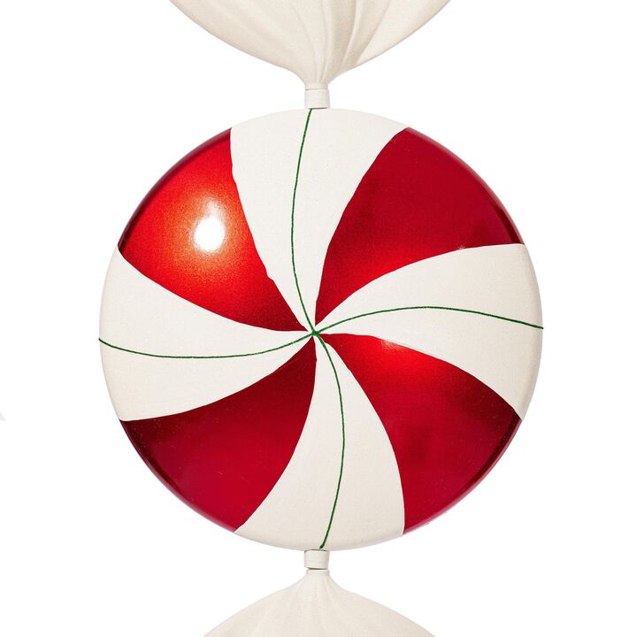 Vickerman 37" Red-White-Green Peppermint Swirl Glitter Candy Christmas Ornament - Large Peppermint Ornaments - Versatile - Seasonal Holiday Decoration