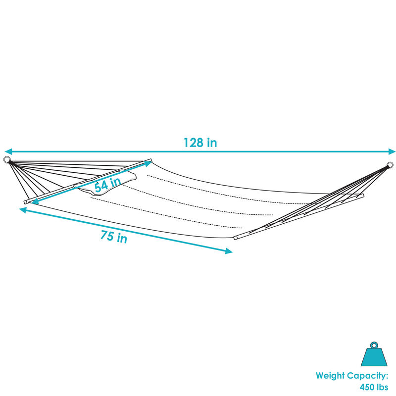 Sunnydaze Large Quilted Hammock with Spreader Bar and Pillow