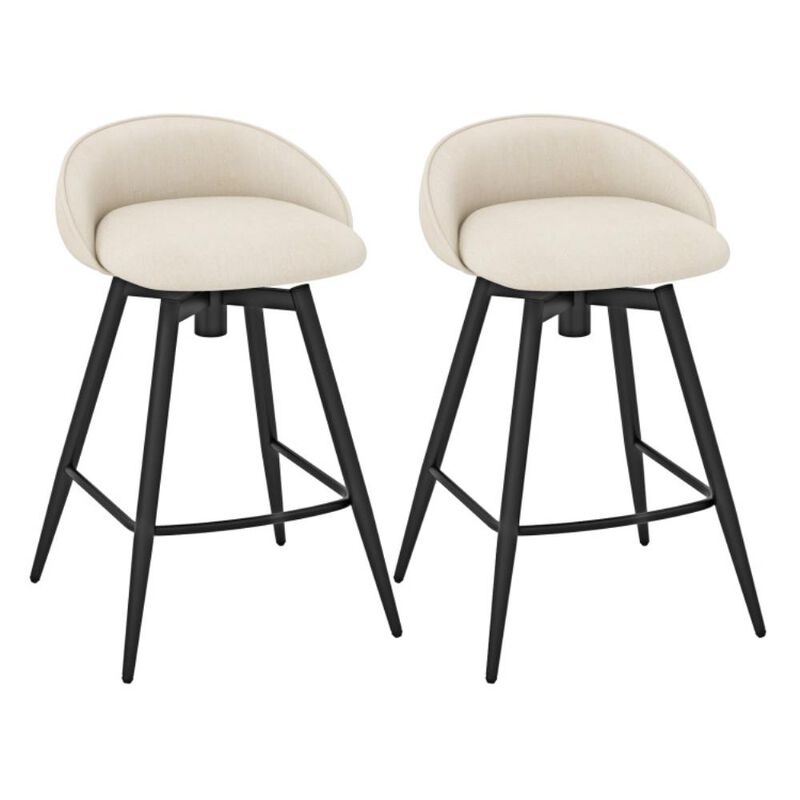 Hivvago Upholstered Bar Stools Set of 2 with Footrest and Backrest