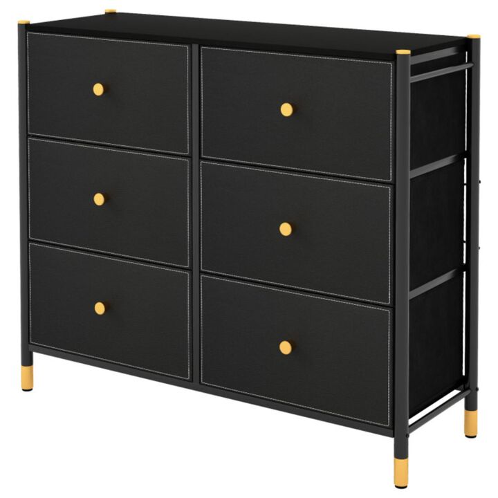 Hivvago Floor Dresser Storage Organizer with 5/6/8 Drawers with Fabric Bins and Metal Frame