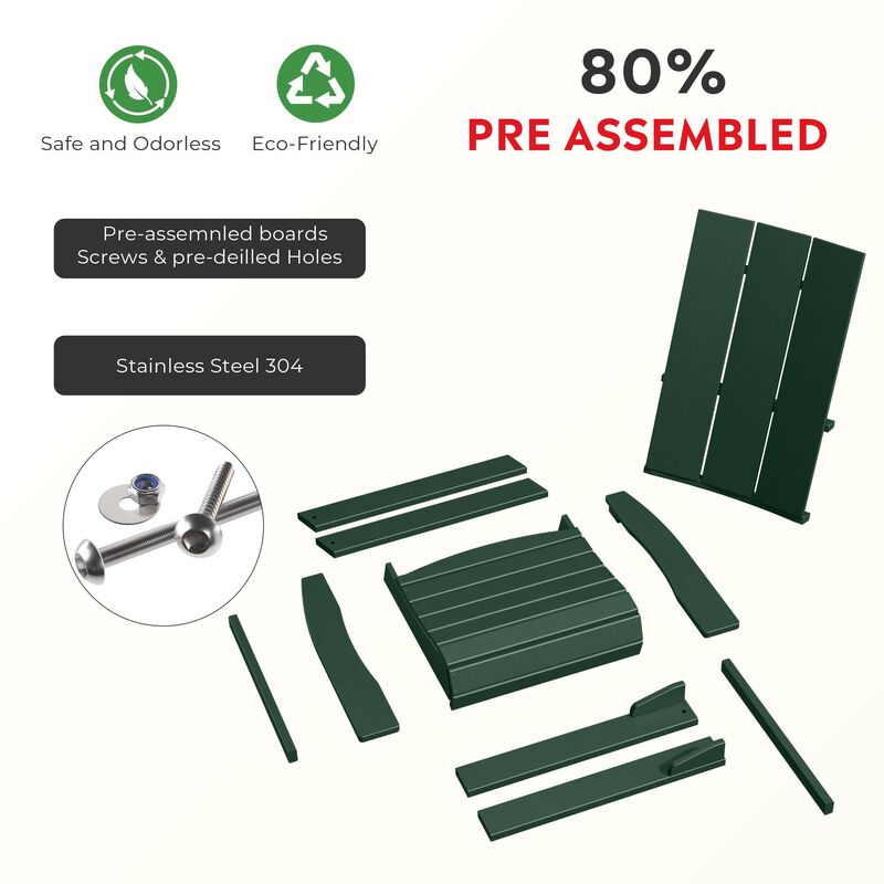 Costaelm Outdoor Adirondack Chair, HDPE Patio Balcony Chairs, Portside Seashell Nautical Curveback Adirondack Chair and Fire Pit