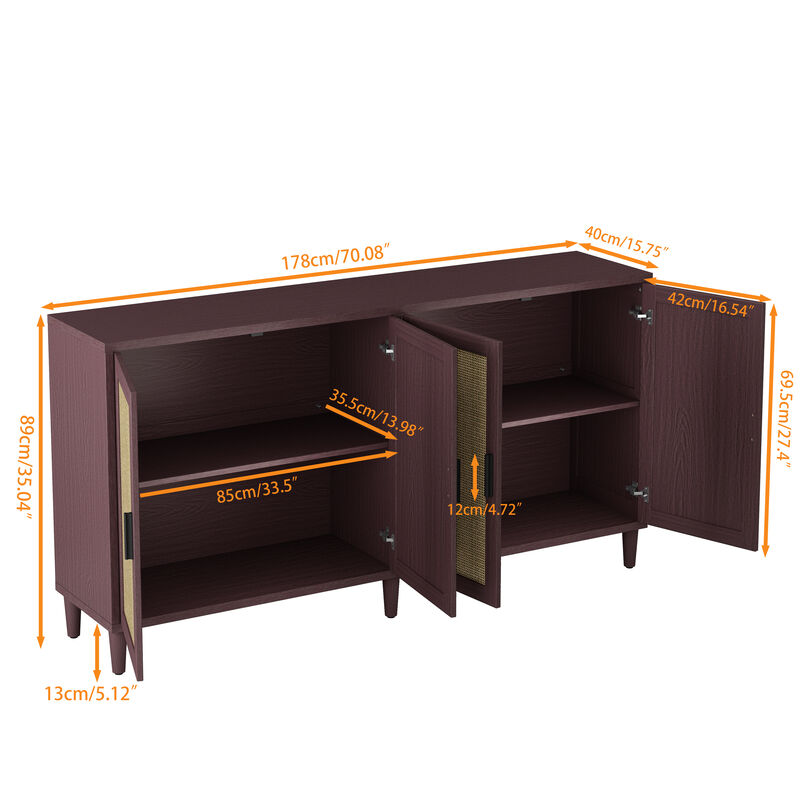 Gumlox 70" Rattan Sideboard image number 3