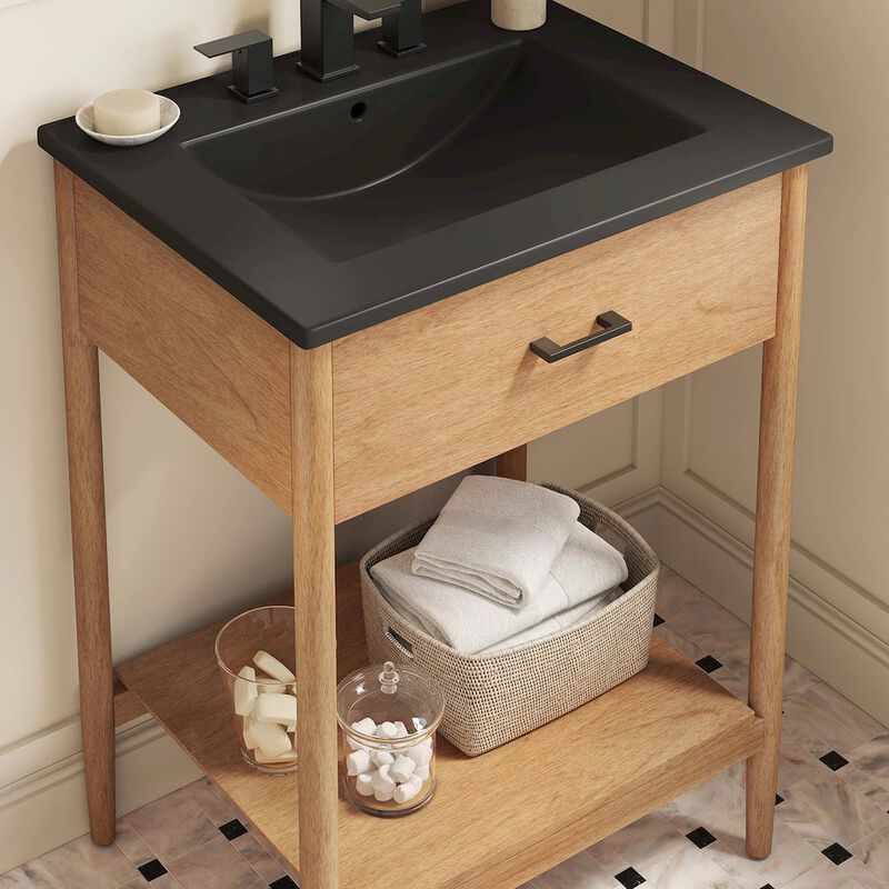 Modway EEI-6661-WAL-BLK Zaire 24" Bathroom Vanity, Walnut Black image number 8