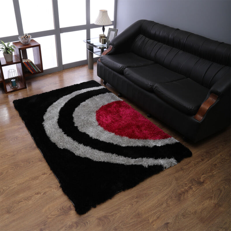 RUGSOTIC CARPETS HAND TUFTED SHAG POLYESTER ECO-FRIENDLY AREA RUGS  - Rectangle, Size, Geometric Modern Design, High Pile Thick Handmade Anti Skid Rugs for Living Room K00016 image number 1