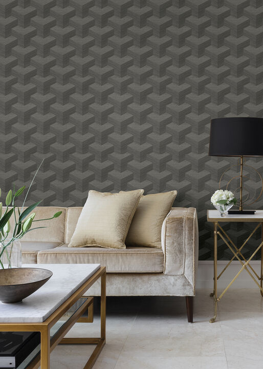 Y Knot Grey Geometric Texture Wallpaper