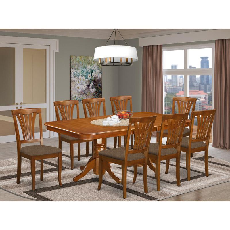 East West Furniture 9 PC Dining room set-Dining Table and 8 Dining Chairs