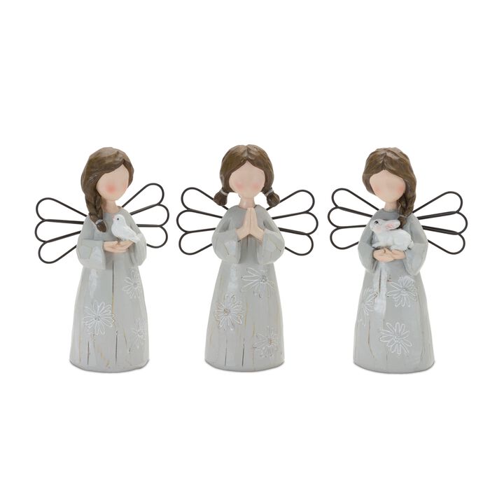 Angel Figurine Decorative Statue for Home or Garden Decor (Set of 3)