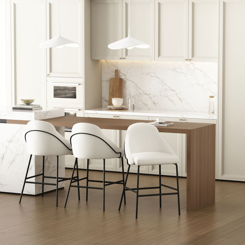 Gracie Counter Stools in White and Black (Set of 3)