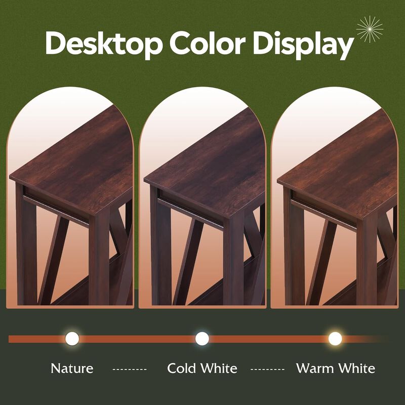 WLIVE Narrow End Table Set of 2 with Charging Station, Sofa Side Tables Living Room with Open Storage Shelf, Slim Farmhouse End