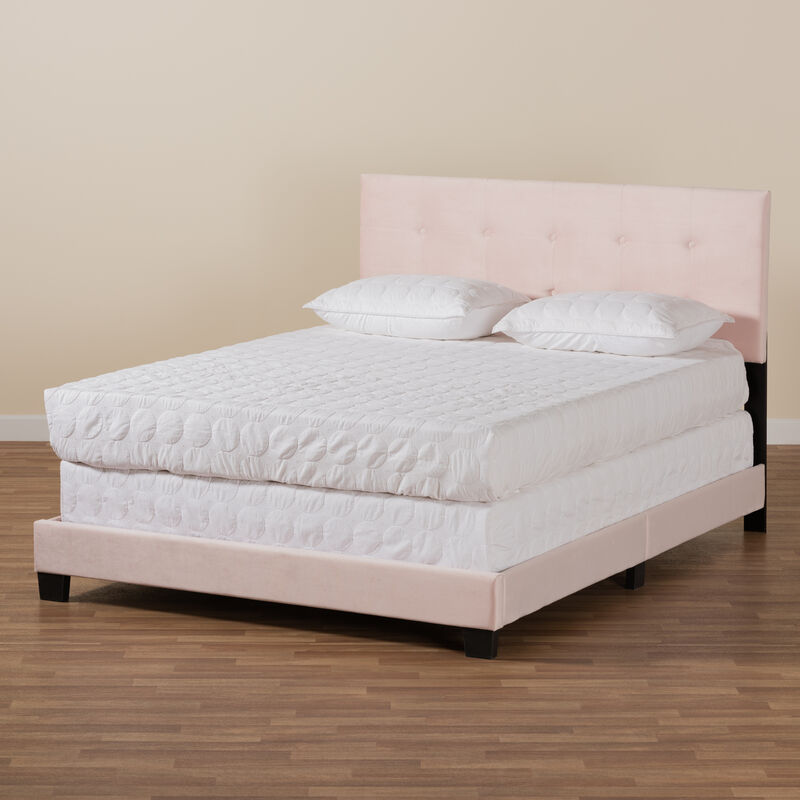 Baxton Studio Caprice Glam Navy Velvet Fabric Upholstered Queen Size Panel Bed image number 6