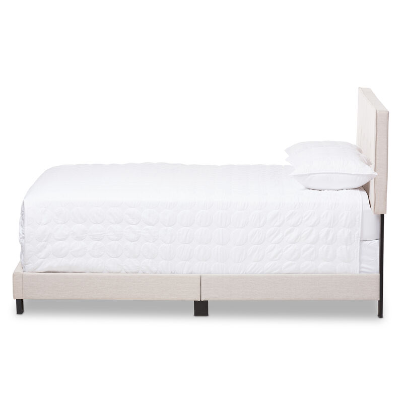 Baxton Studio Hampton Modern and Contemporary Light Beige Fabric Upholstered Queen Size Bed image number 2