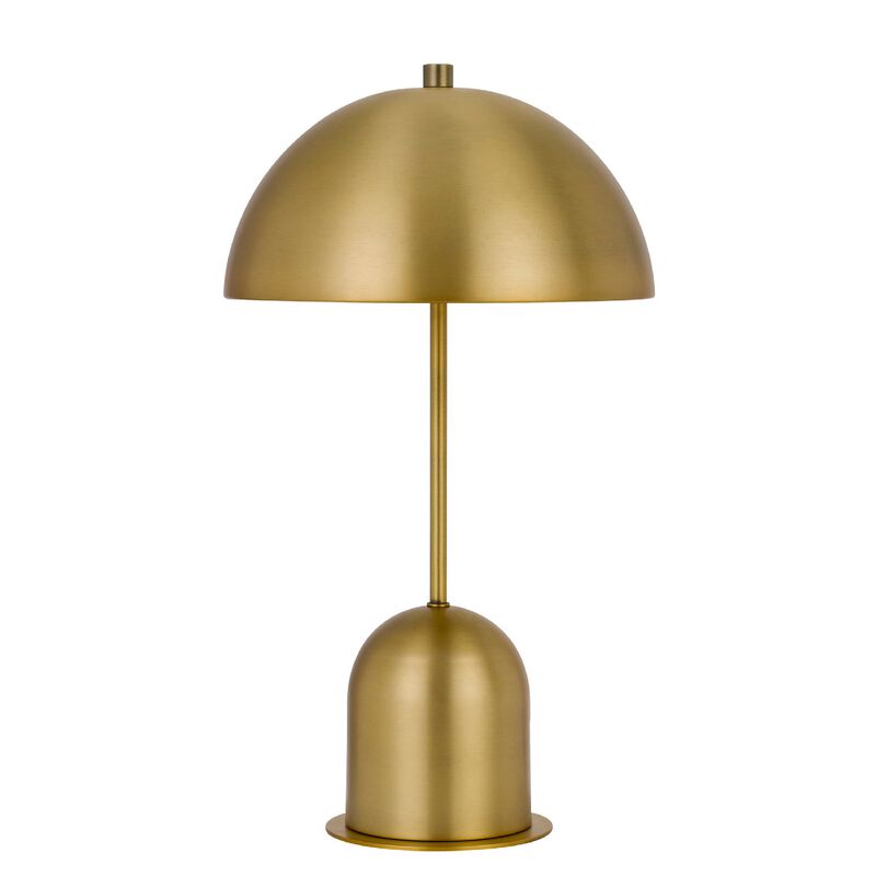 20 Inch Metal Accent Table Lamp with Dome Shade, Brass - Benzara