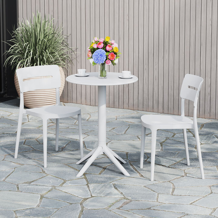 WestinTrends 3-Piece Outdoor Resin Patio Bistro Set with Stackable Patio Dining Chairs