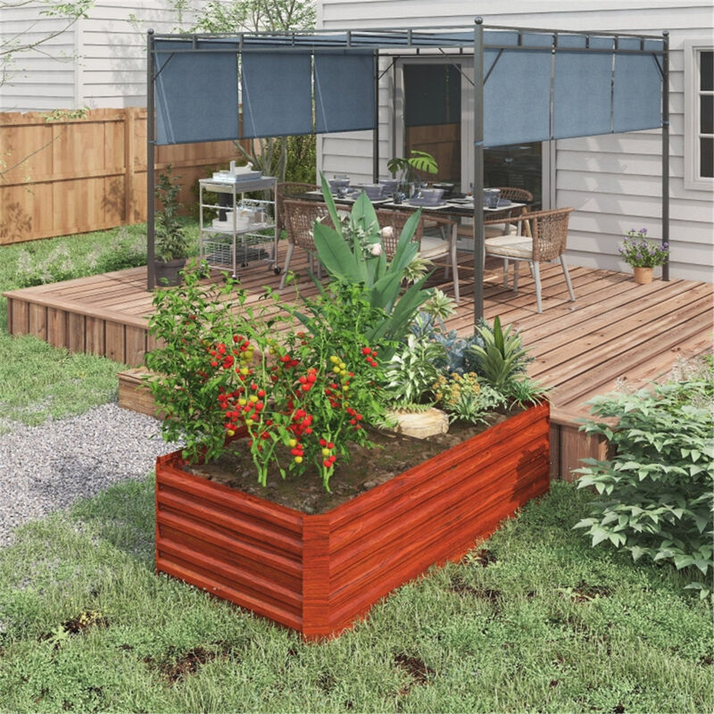 Sturdy Wooden Flower Planter Box for Patio and Backyard