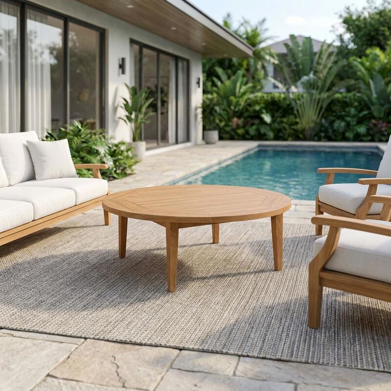 Teak Wood Outdoor Coffee Table With Durable Top And Elegant Design image number 5