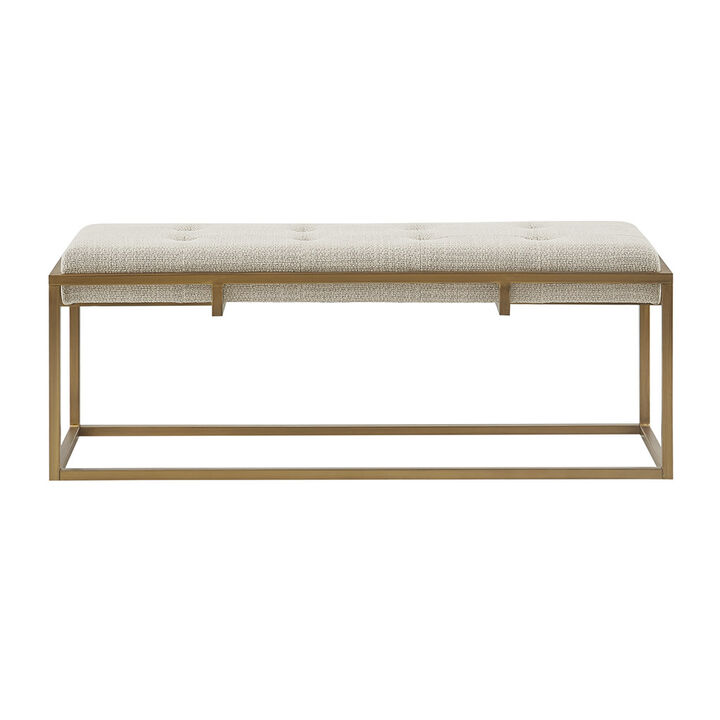 Gracie Mills Ronnie Button-Tufted Upholstered Metal Base Accent Bench