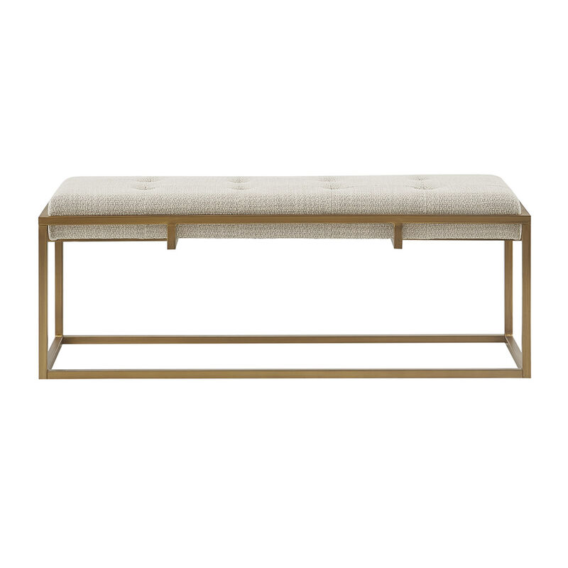 Gracie Mills Ronnie Button-Tufted Upholstered Metal Base Accent Bench
