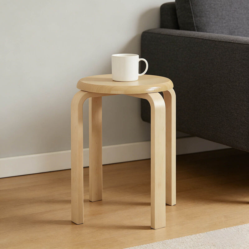 Verceb 4-Pack Stackable Bentwood Stools image number 4