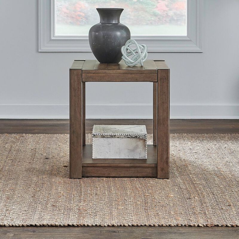 Liberty Furniture Broadmore Living Room Square Chairside Table - Cobblestone Brown image number 1