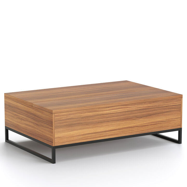 Wooden Coffee Table with Lift-up Desktop & Metal Legs for Living Room 43.3", Walnut